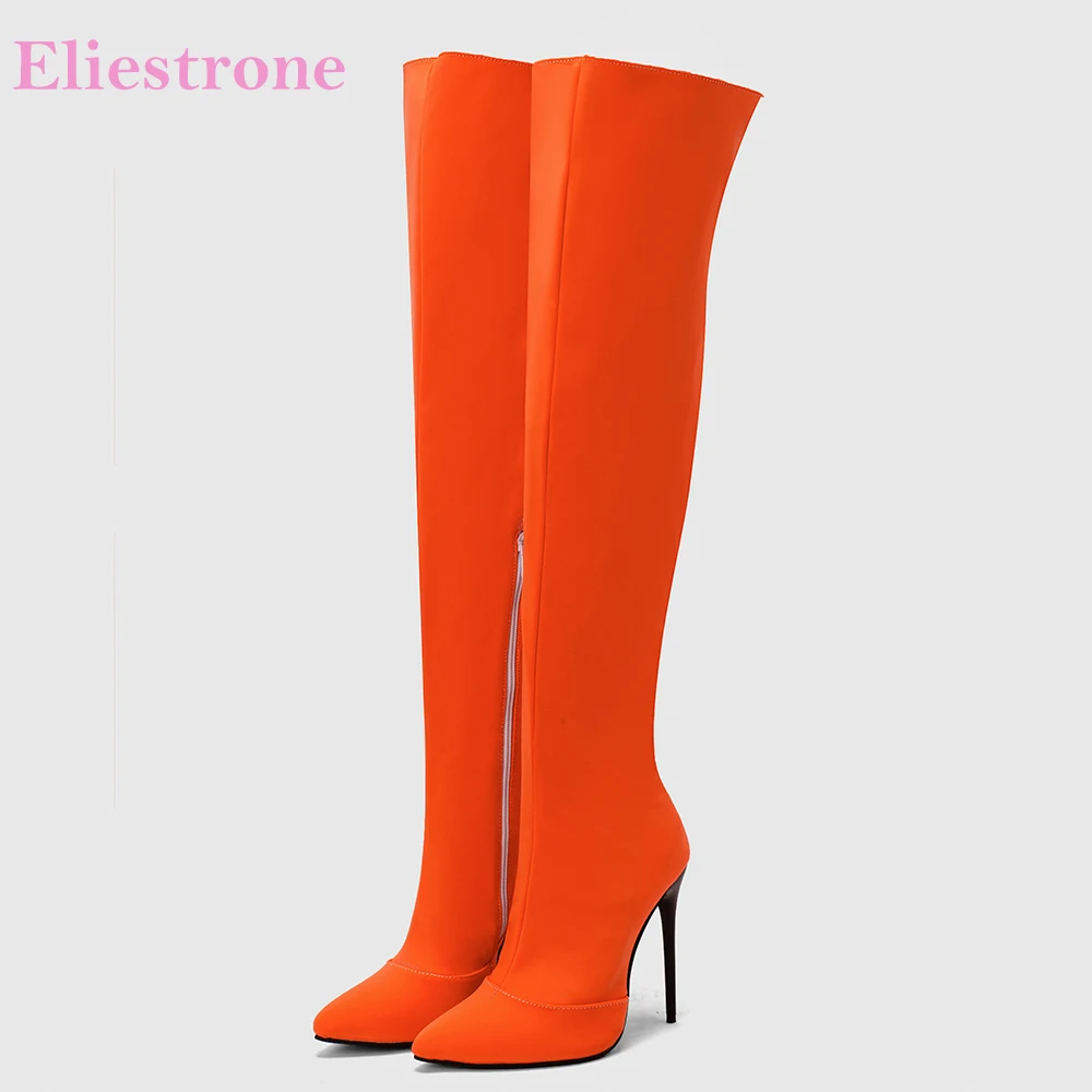 Women'S Shoes In Size 12 - Sepatu Bot Atas Lutut Wanita Oranye