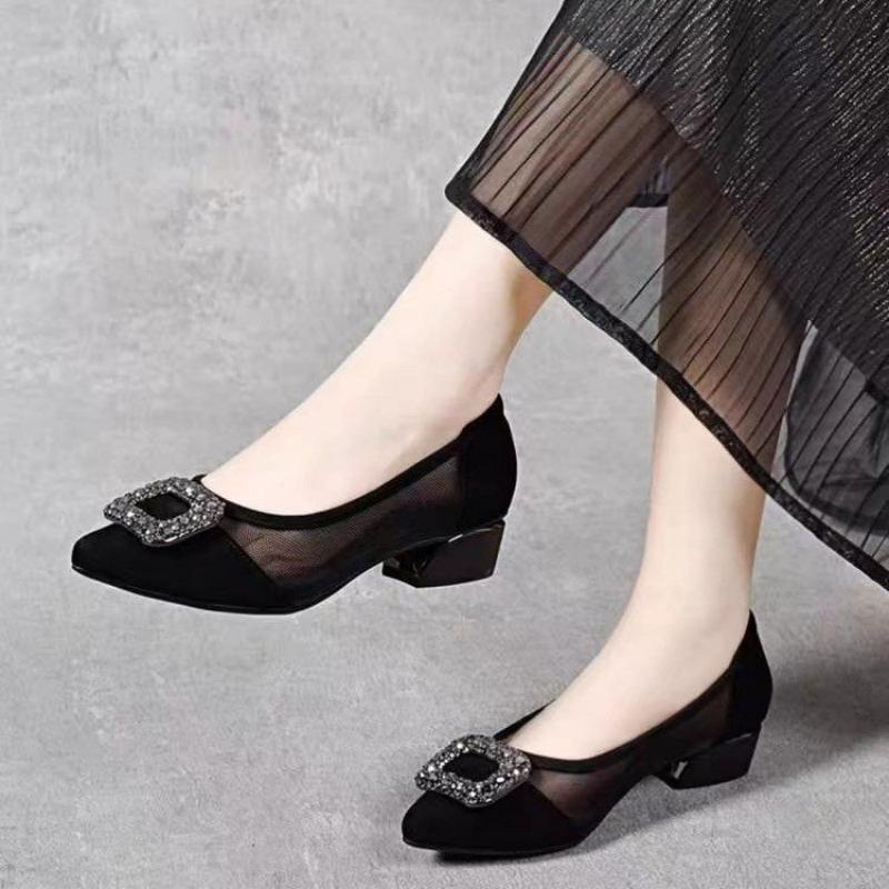 Slingback Pumps Women - Sepatu Pumps Hak Blok Berujung Runcing